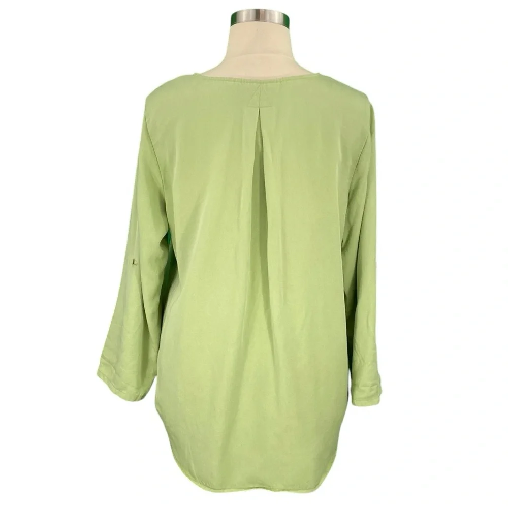 Soft Surroundings Lime Green 100% Tencel Casual Roll Sleeve Pullover Tunic Top - Picture 10 of 16